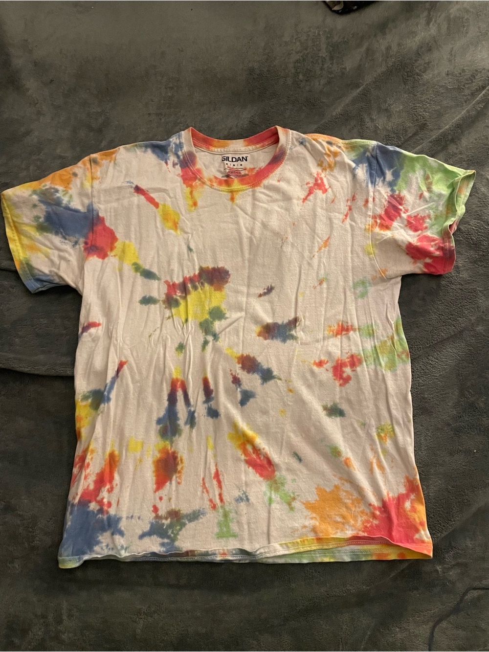 Gildan Unisex White Multicolor Tie-Dye Short Sleeve Crewneck Tee